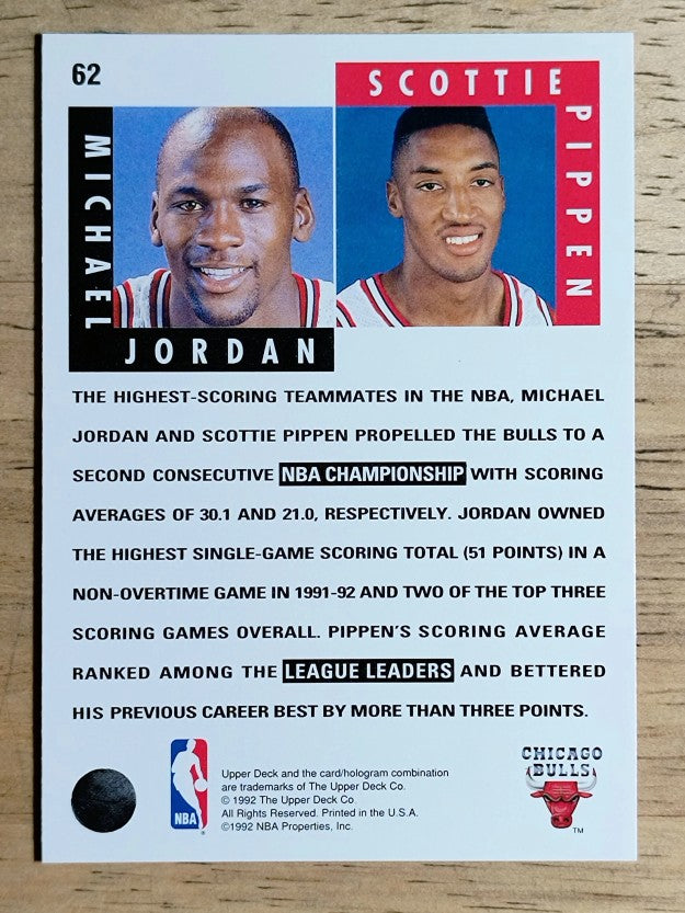 1992-93 Upper Deck #62 Michael Jordan ST/Scottie Pippen