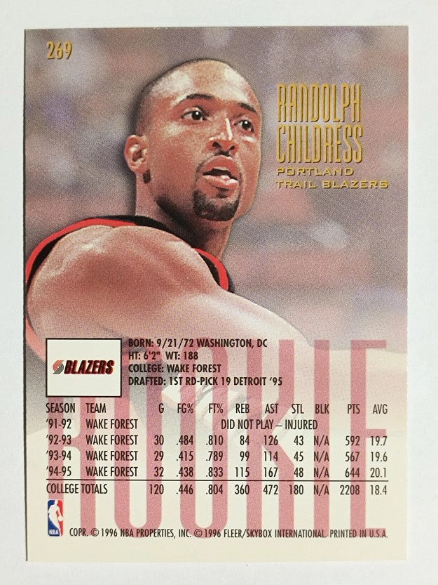 1995-96 Ultra #269 Randolph Childress RC