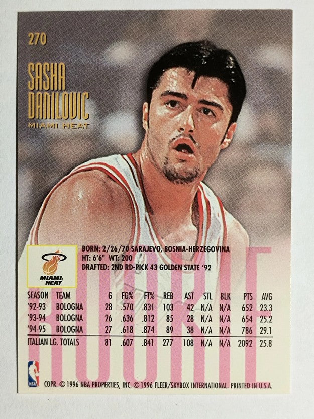 1995-96 Ultra #270 Sasha Danilovic RC