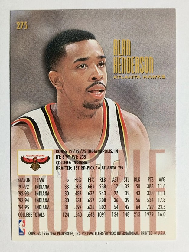 1995-96 Ultra #275 Alan Henderson RC