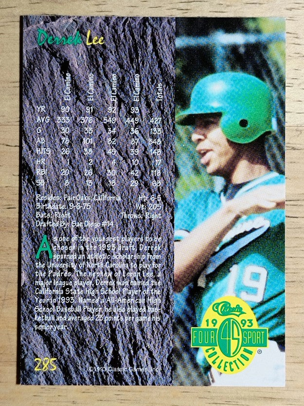 1993 Classic Four Sport #285 Derrek Lee
