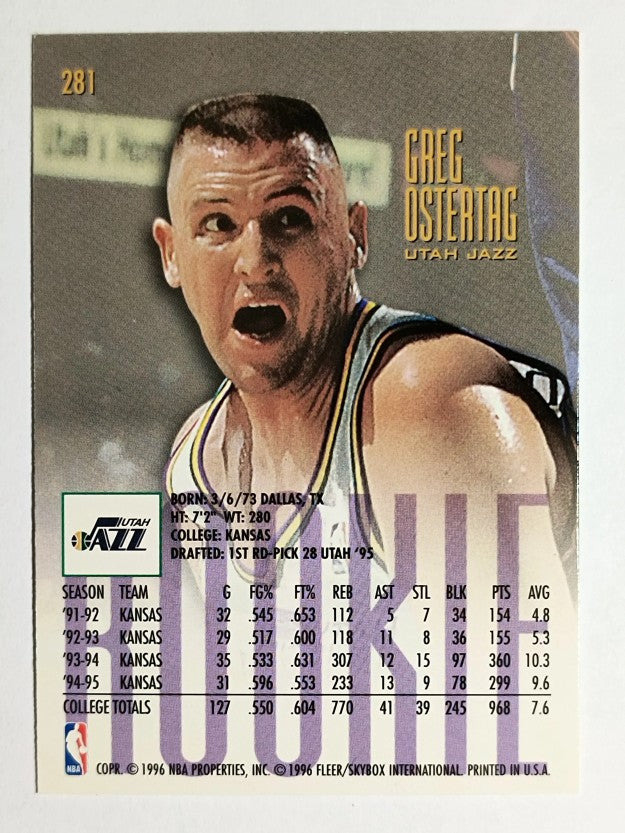 1995-96 Ultra #281 Greg Ostertag RC