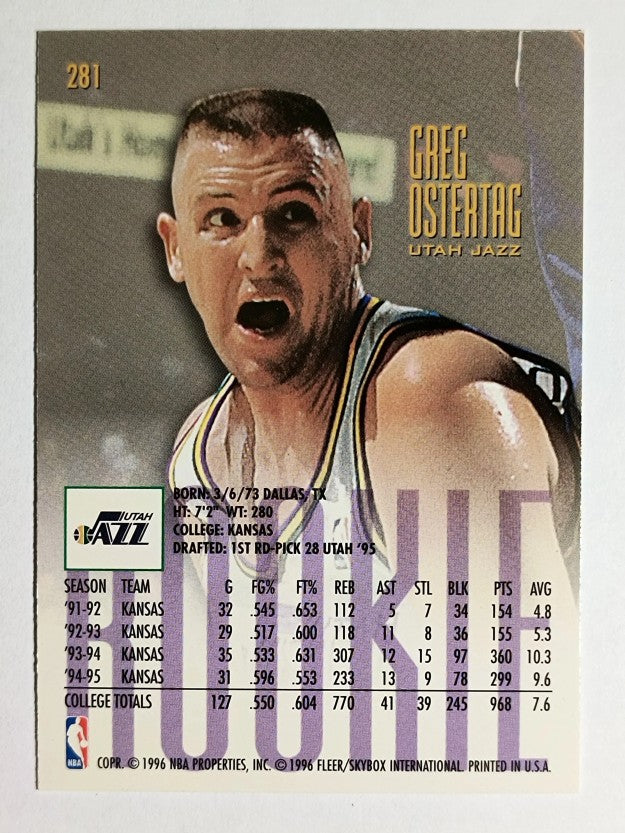 1995-96 Ultra #281 Greg Ostertag RC