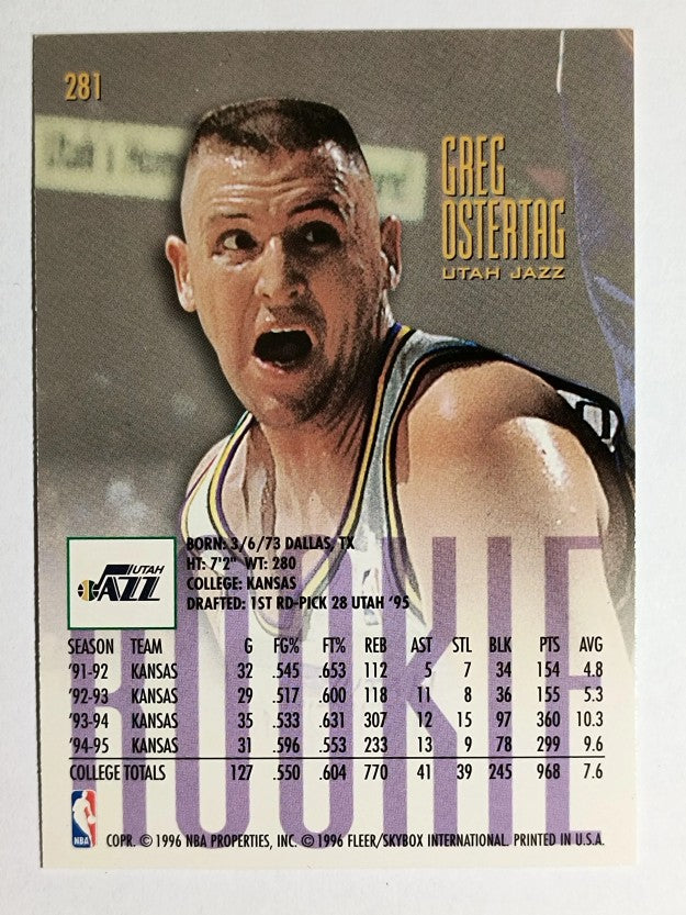 1995-96 Ultra #281 Greg Ostertag RC