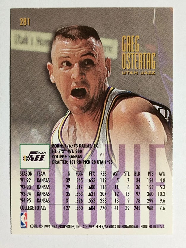 1995-96 Ultra #281 Greg Ostertag RC