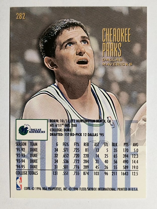 1995-96 Ultra #282 Cherokee Parks RC