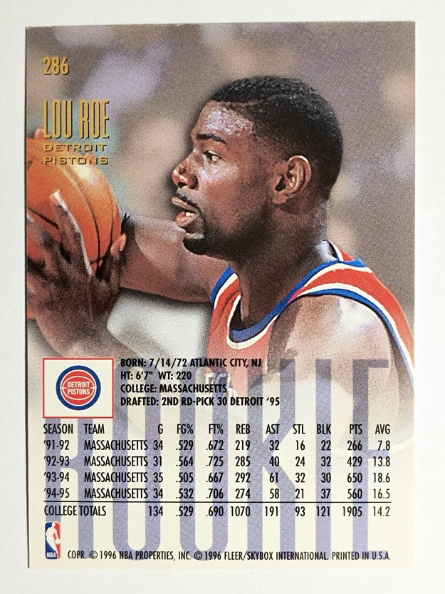 1995-96 Ultra #286 Lou Roe RC