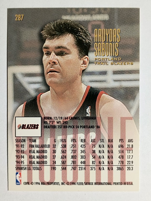 1995-96 Ultra #287 Arvydas Sabonis RC