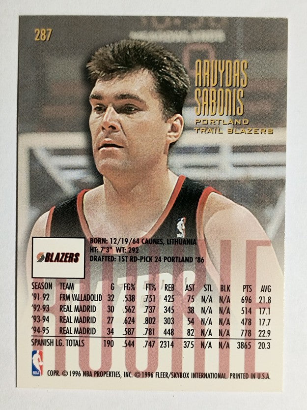 1995-96 Ultra #287 Arvydas Sabonis RC