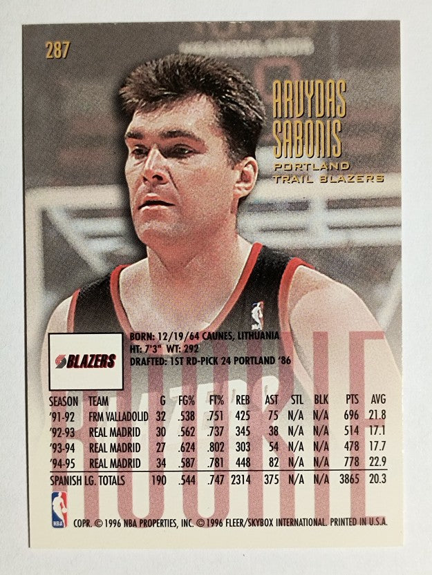 1995-96 Ultra #287 Arvydas Sabonis RC