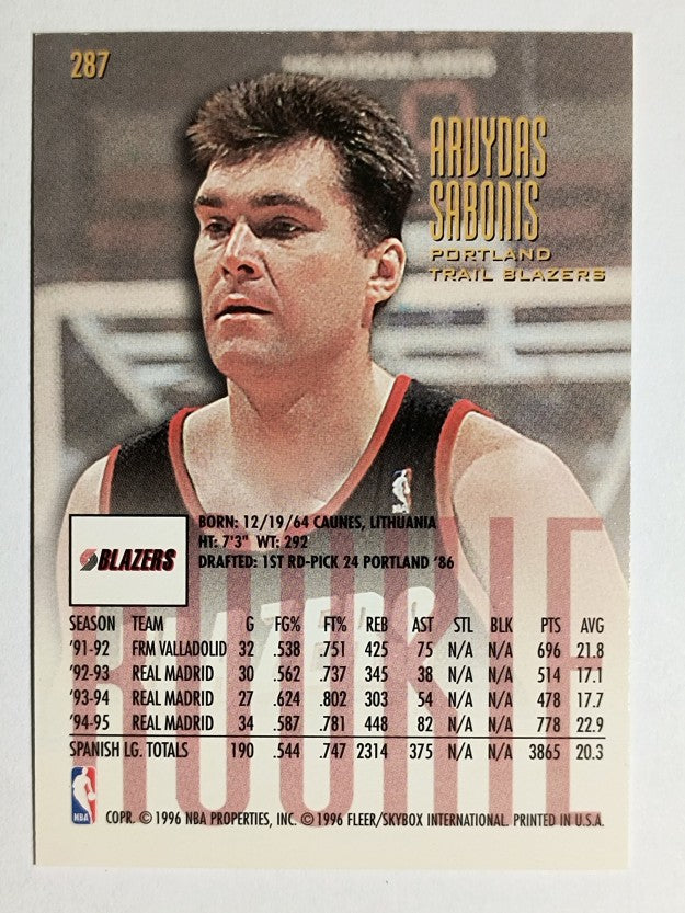 1995-96 Ultra #287 Arvydas Sabonis RC (NM)