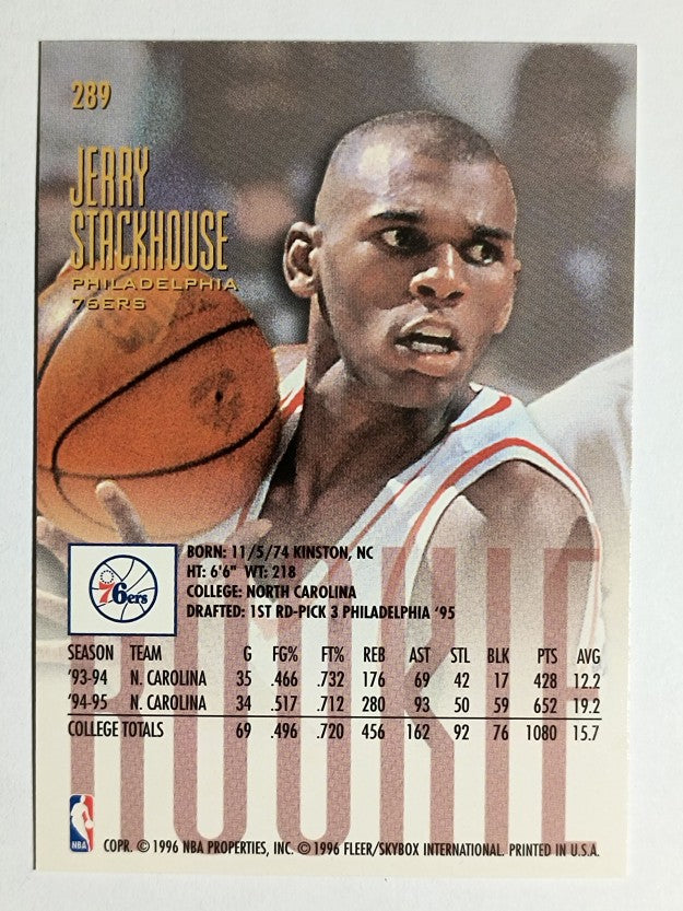 1995-96 Ultra #289 Jerry Stackhouse RC