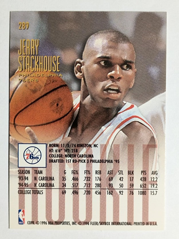 1995-96 Ultra #289 Jerry Stackhouse RC