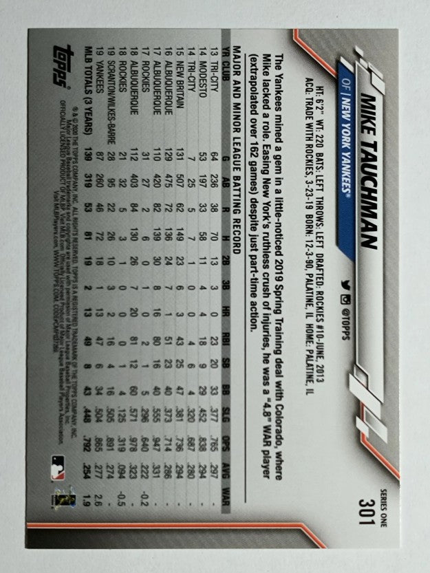 2020 Topps #301 Mike Tauchman