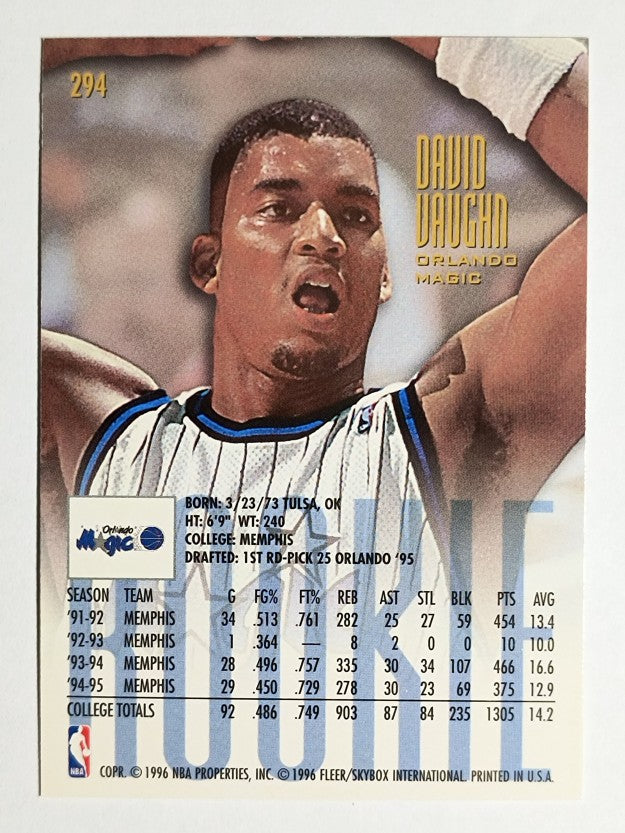 1995-96 Ultra #294 David Vaughn RC