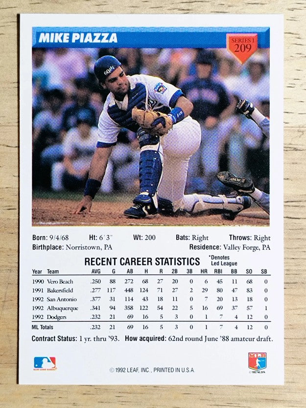 1993 Donruss #209 Mike Piazza