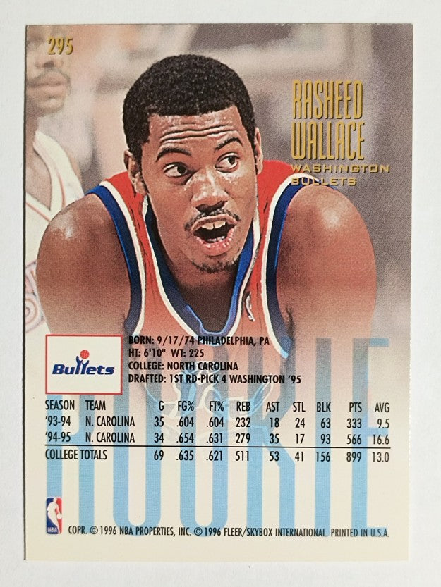 1995-96 Ultra #295 Rasheed Wallace RC