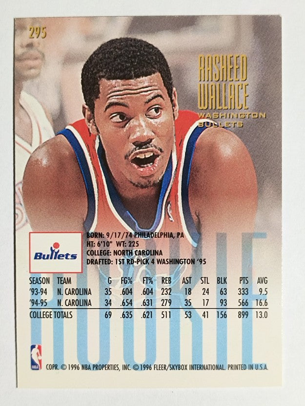 1995-96 Ultra #295 Rasheed Wallace RC (NM)