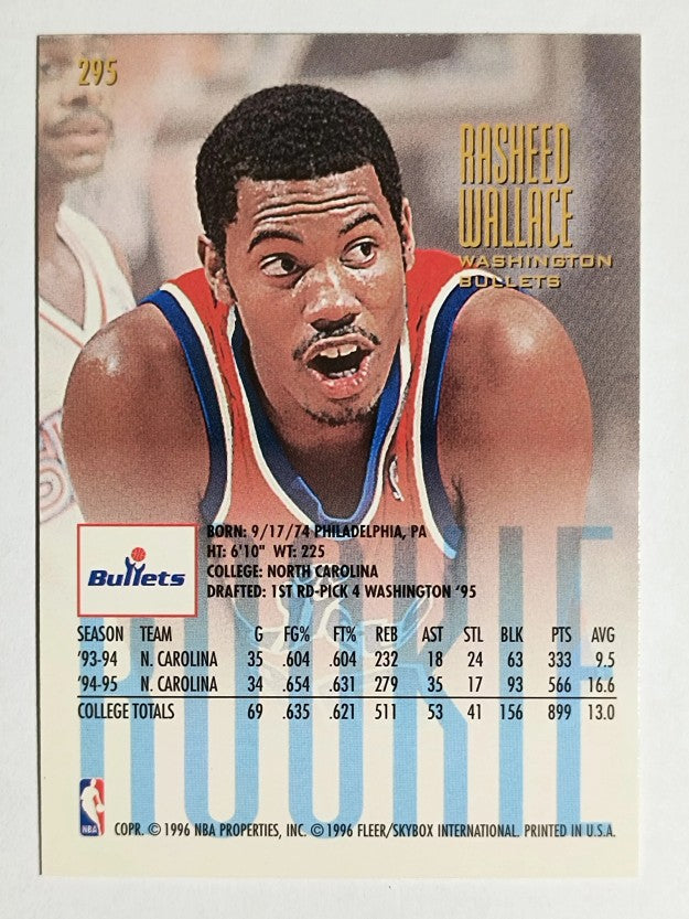 1995-96 Ultra #295 Rasheed Wallace RC (NM)