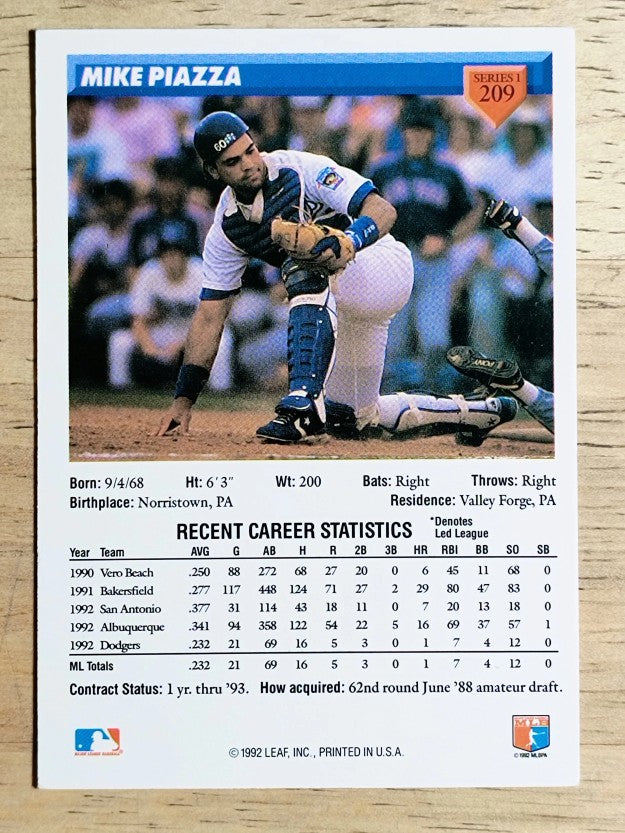 1993 Donruss #209 Mike Piazza