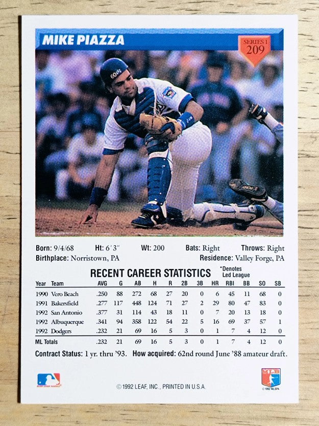 1993 Donruss #209 Mike Piazza
