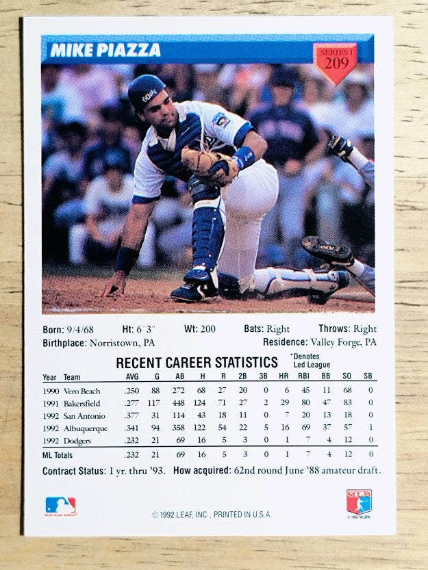 1993 Donruss #209 Mike Piazza