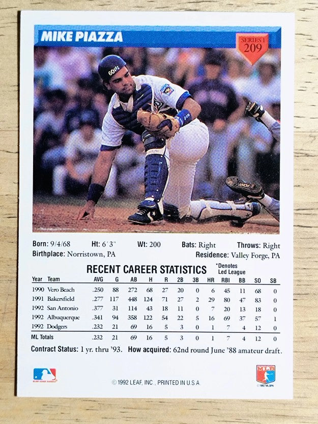 1993 Donruss #209 Mike Piazza