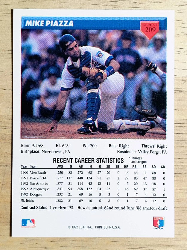 1993 Donruss #209 Mike Piazza