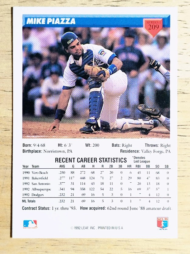 1993 Donruss #209 Mike Piazza