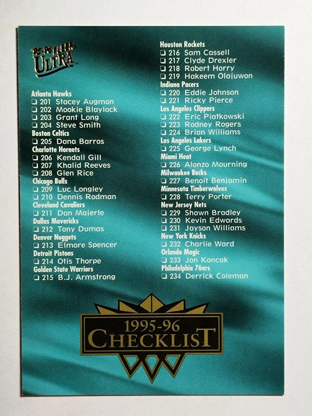 1995-96 Ultra #349 Checklist 201-298