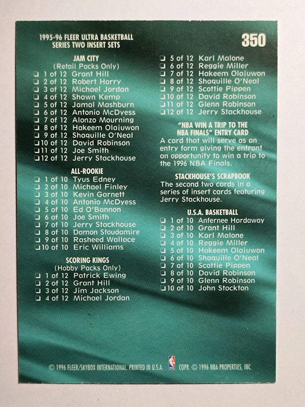 1995-96 Ultra #350 Checklist 299-350/inserts