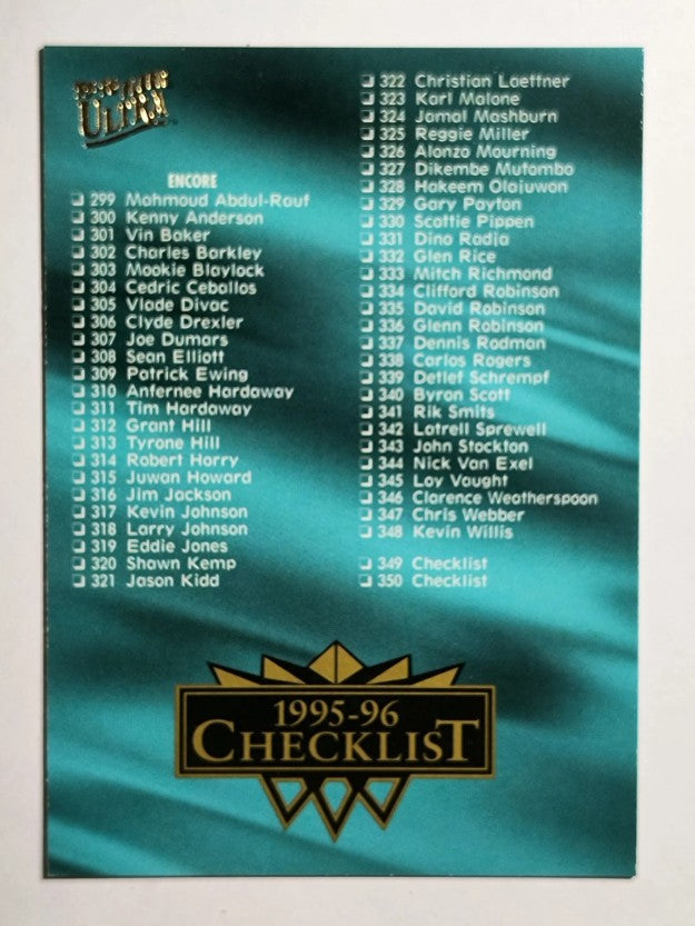 1995-96 Ultra #350 Checklist 299-350/inserts