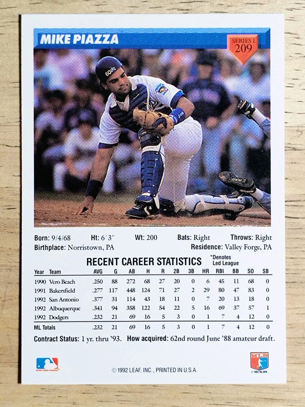 1993 Donruss #209 Mike Piazza