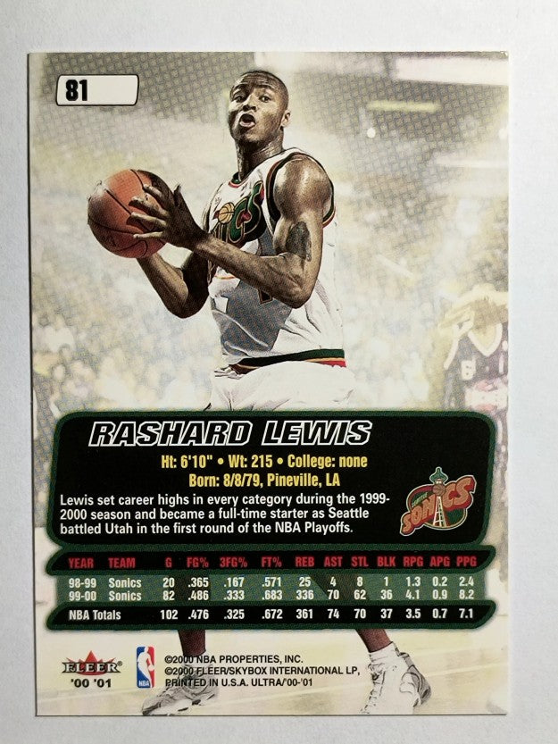 2000-01 Ultra #81 Rashard Lewis