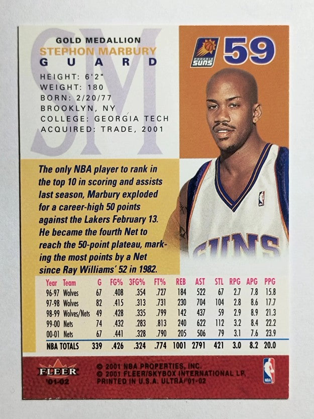 2001-02 Ultra Gold Medallion #59 Stephon Marbury