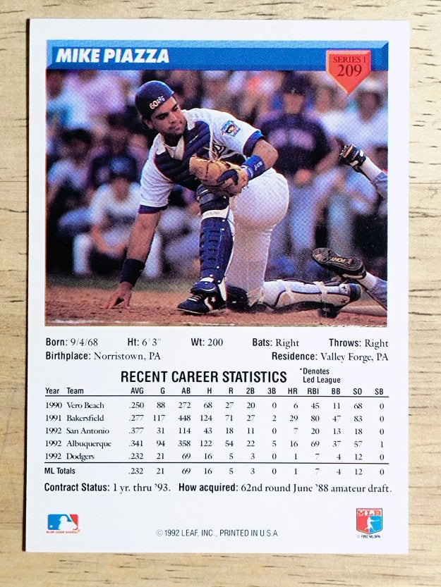 1993 Donruss #209 Mike Piazza