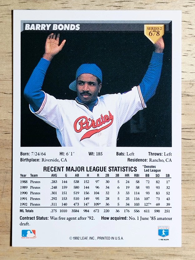 1993 Donruss #678 Barry Bonds