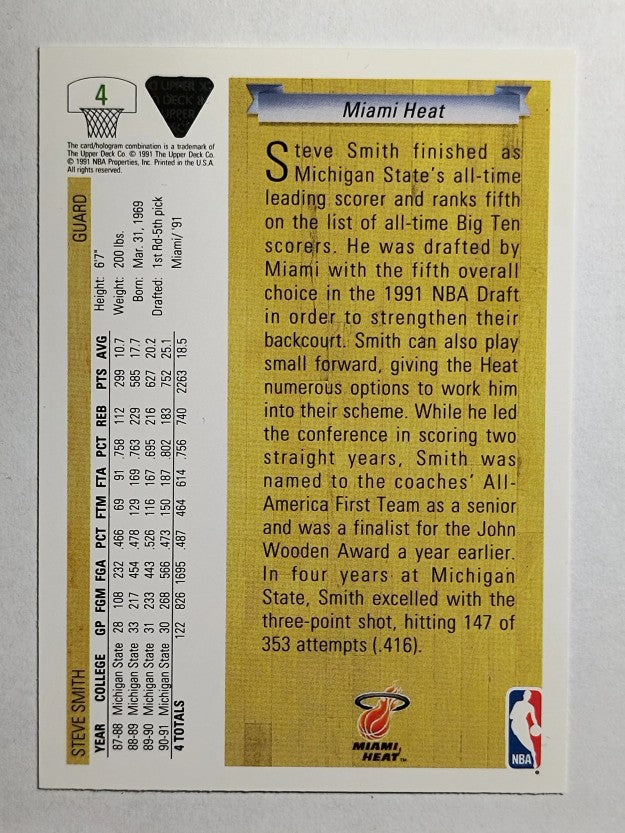 1991-92 Upper Deck #4 Steve Smith RC