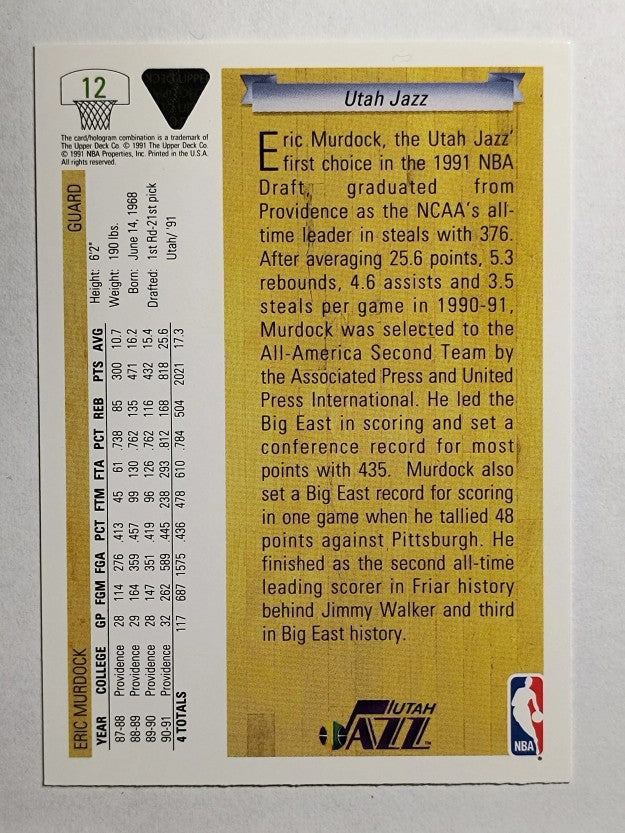 1991-92 Upper Deck #12 Eric Murdock RC
