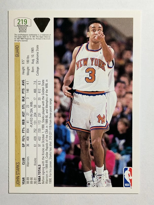 1991-92 Upper Deck #219 John Starks RC (NM)