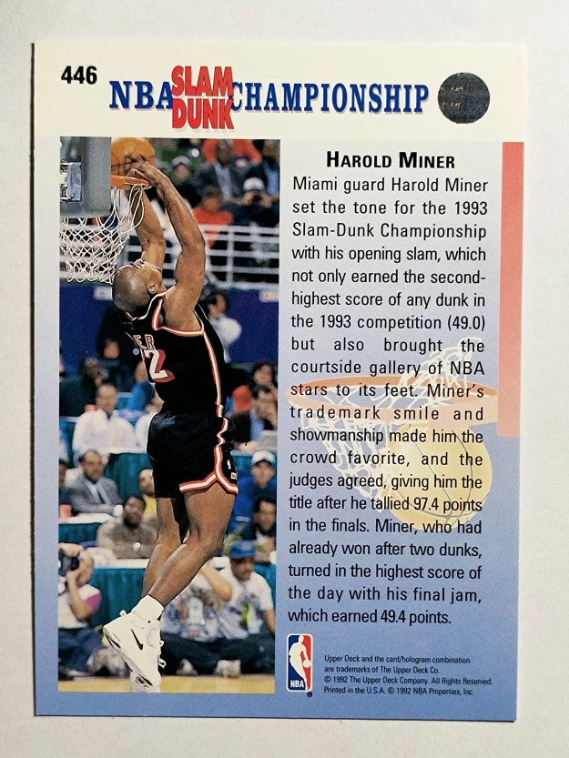 1992-93 Upper Deck #446 Harold Miner FACE