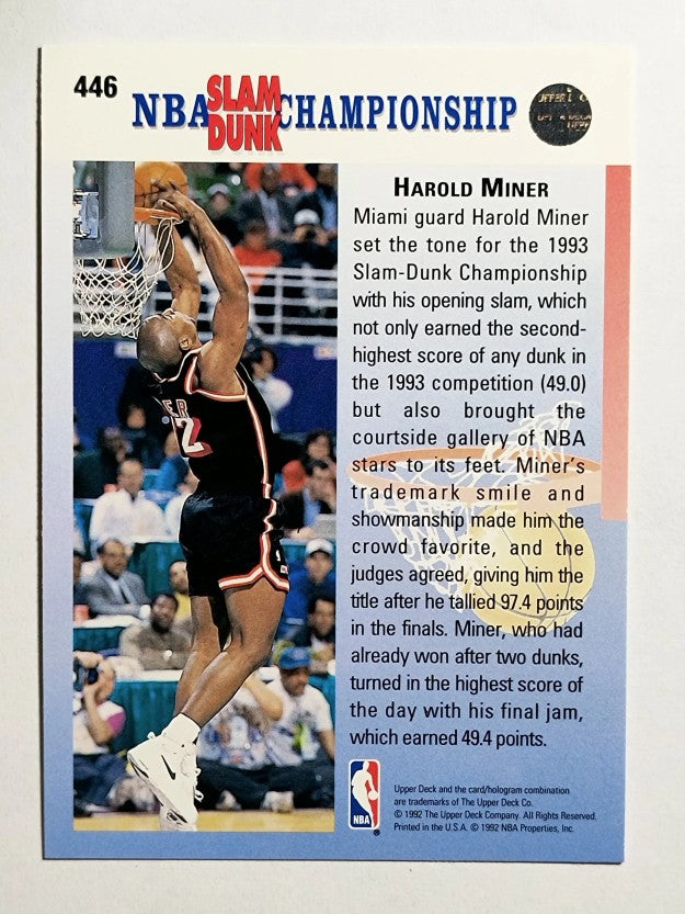 1992-93 Upper Deck #446 Harold Miner FACE