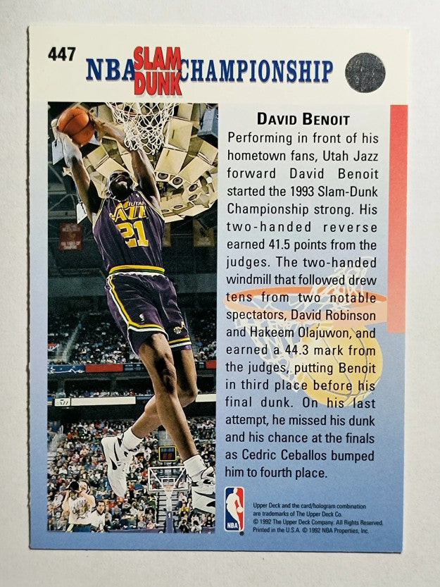 1992-93 Upper Deck #447 David Benoit FACE
