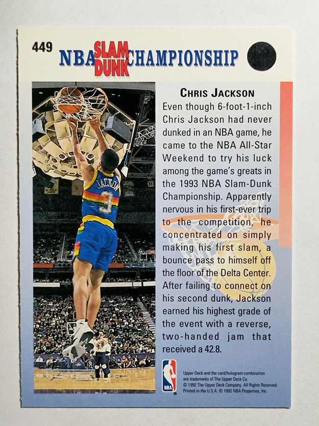 1992-93 Upper Deck #449 Chris Jackson FACE