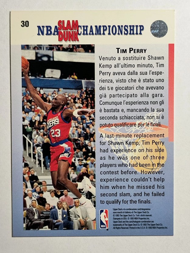 1992-93 Upper Deck International Italian #30 Tim Perry FACE