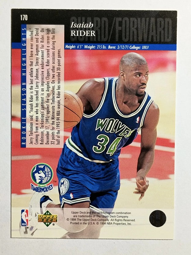 1993-94 Upper Deck SE Electric Court #170 Isaiah Rider