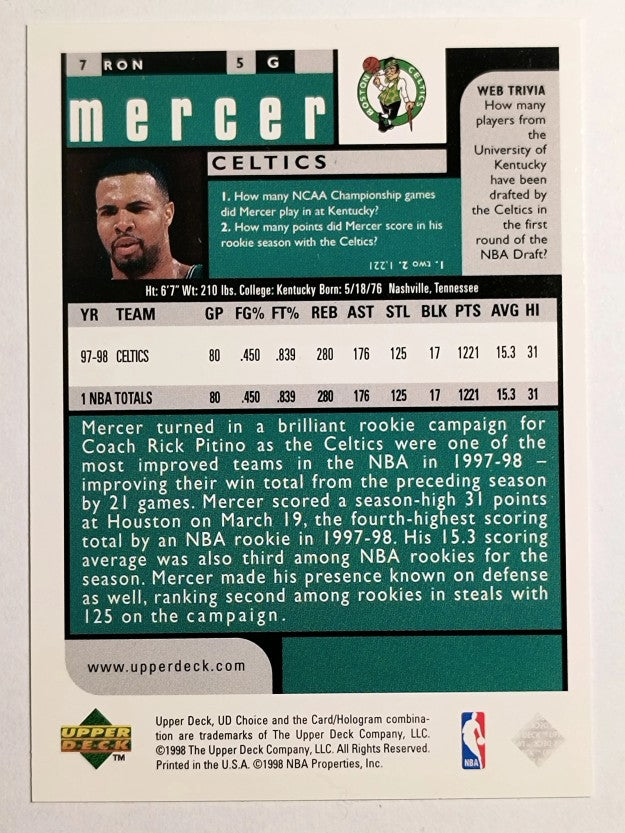 1998-99 UD Choice Preview #7 Ron Mercer