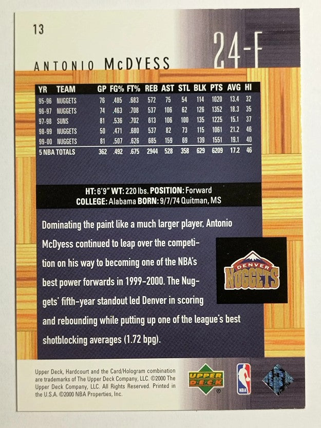 2000-01 Upper Deck Hardcourt #13 Antonio McDyess