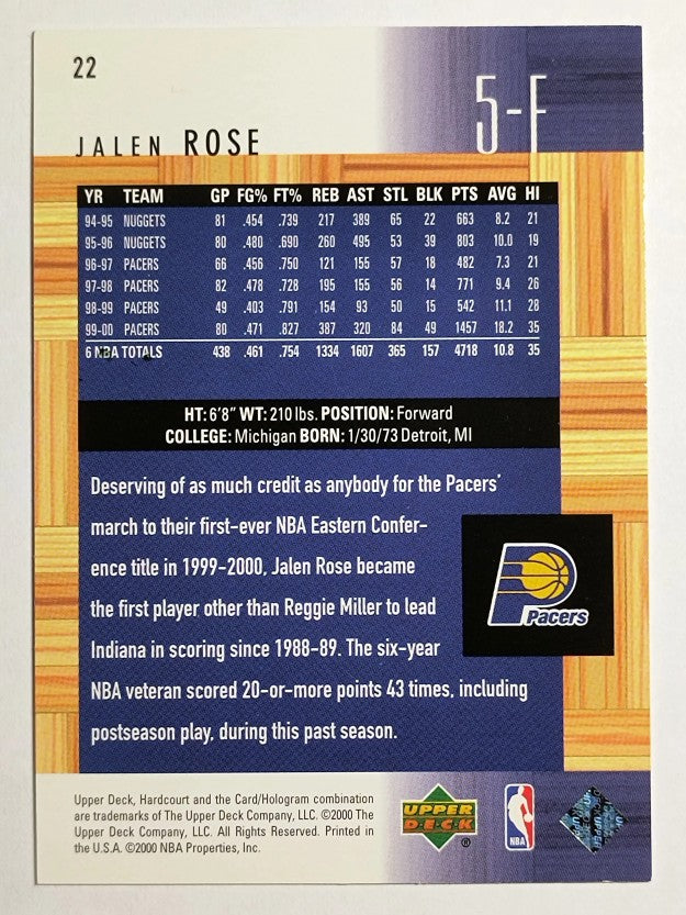 2000-01 Upper Deck Hardcourt #22 Jalen Rose
