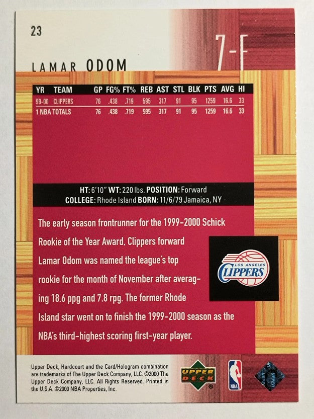 2000-01 Upper Deck Hardcourt #23 Lamar Odom